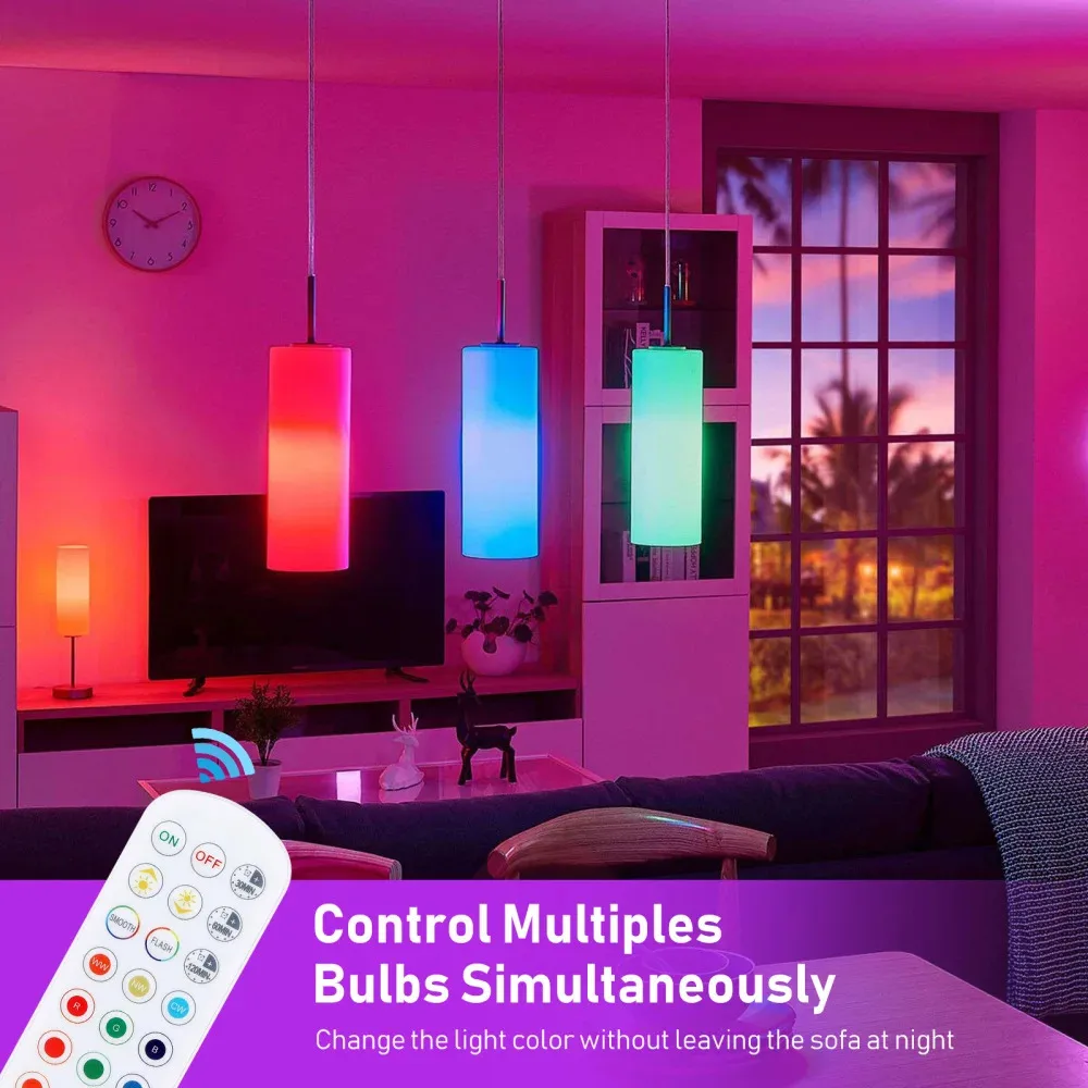 Rechargeable LED Bulb RGB Remote Control Stepless Dimming Tricolor Light For Wall Lamps Chandeliers Table Lamps Timer - Image 3